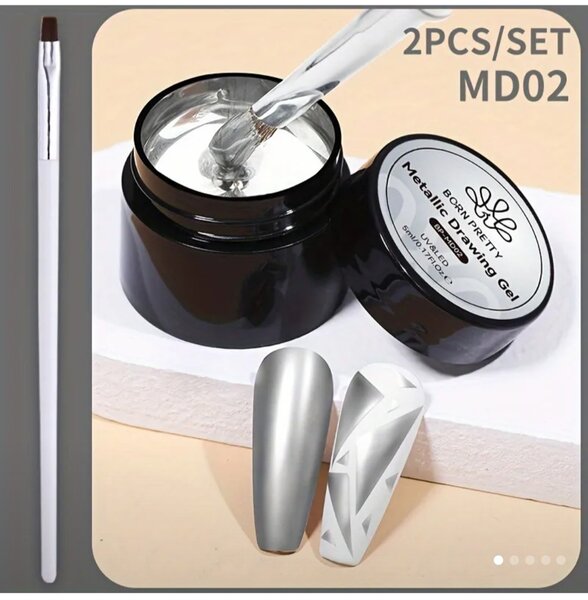 Born pretty metal gel za crtanje gel 5 ml.+ cetkica